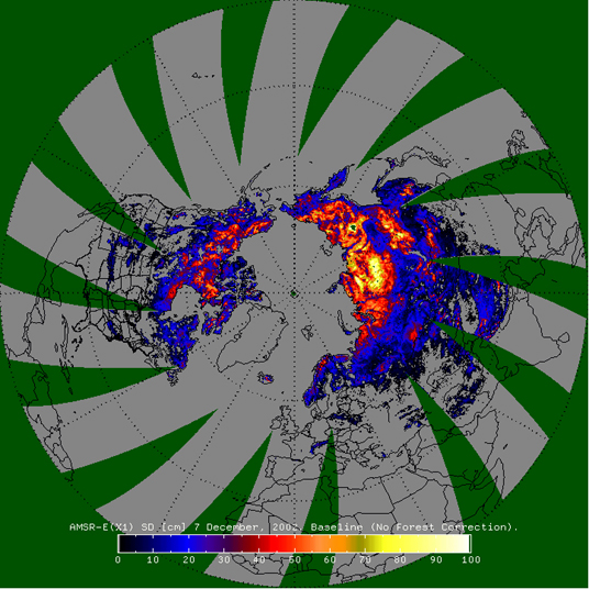 Estimated Snow Depth from AMSR-E